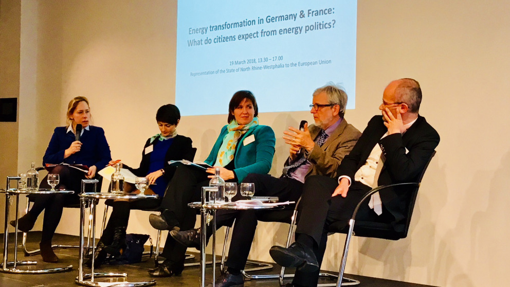 The panellists were: Rebecca Bertram (Heinrich Böll Foundation), Isabelle Buscke (Federation of German Consumer Organisations), Kathrin Glastra (European Parliament), Ortwin Renn (IASS), Alain Taccoen (Électricité de France).